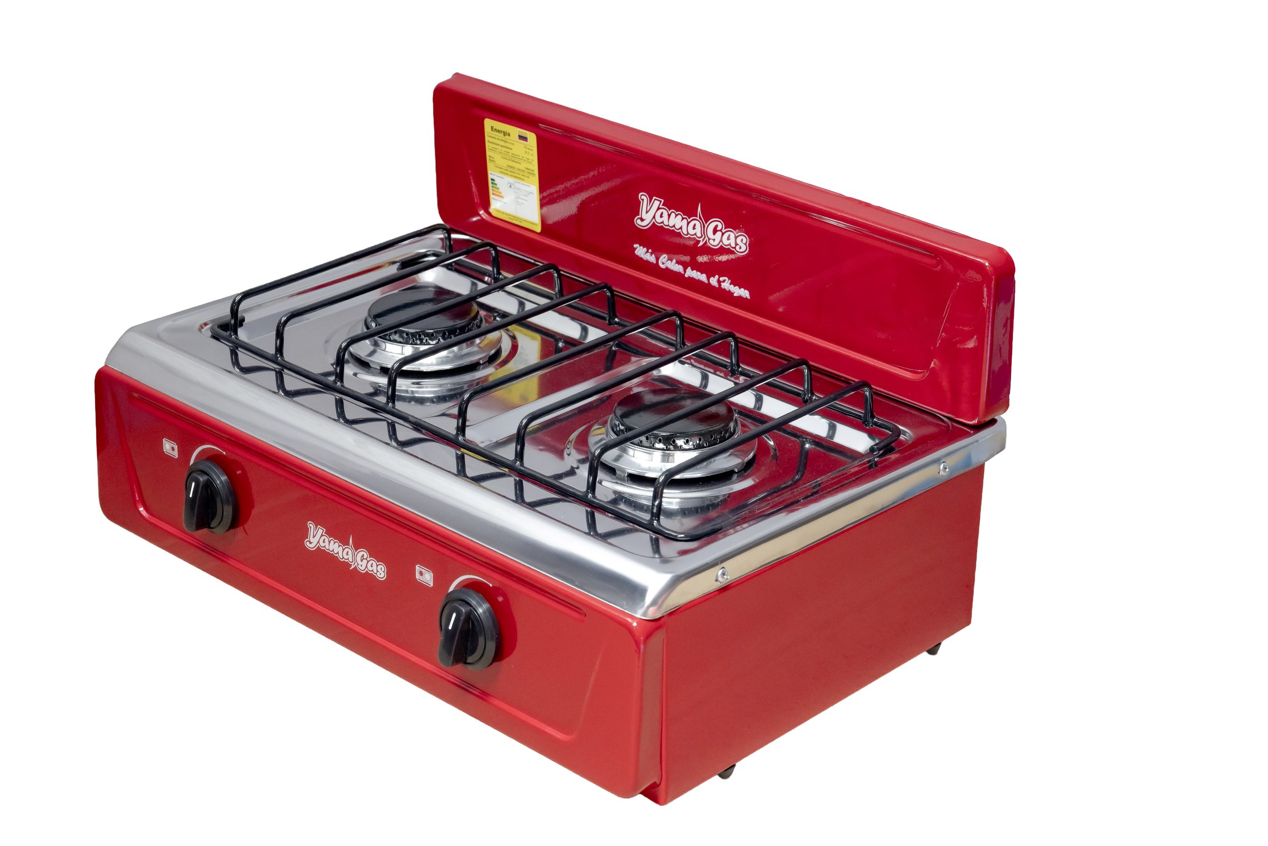 Cocina sobremesa de lujo 2 puestos en acero inoxidable – Rojo
