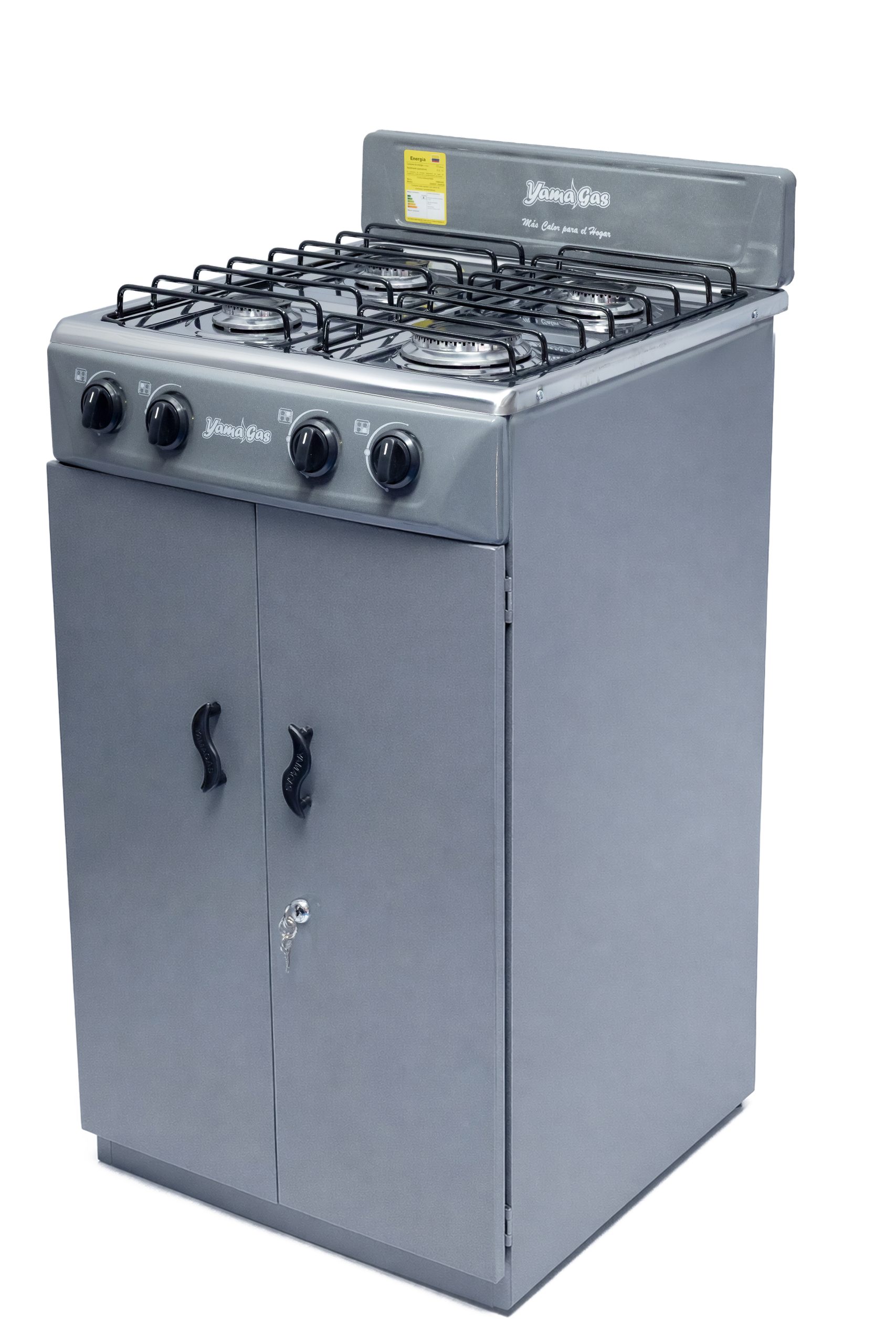 Cocina de gabinete 4 puestos en acero inoxidable – Gris