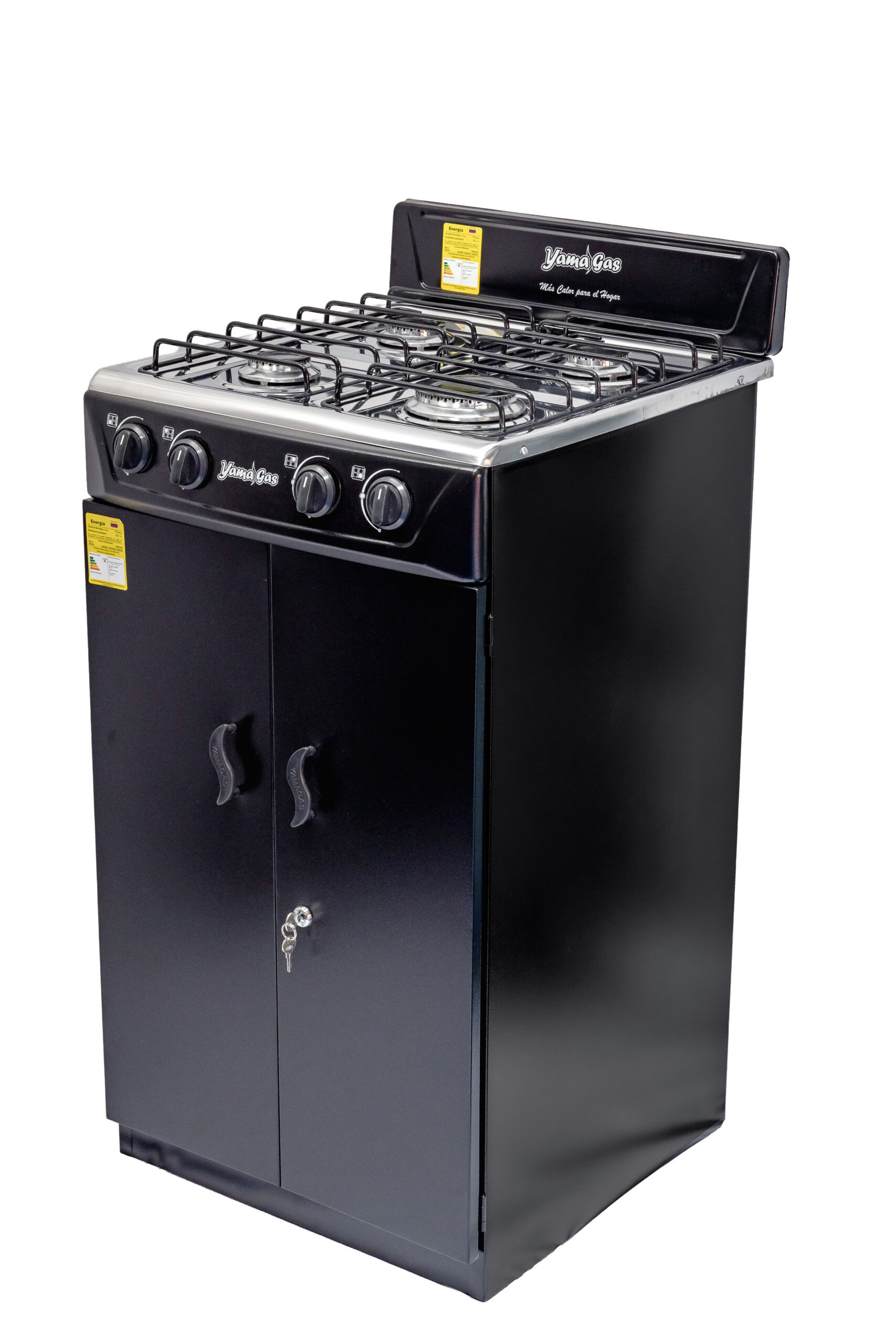 Cocina de gabinete 4 puestos en acero inoxidable – Negro