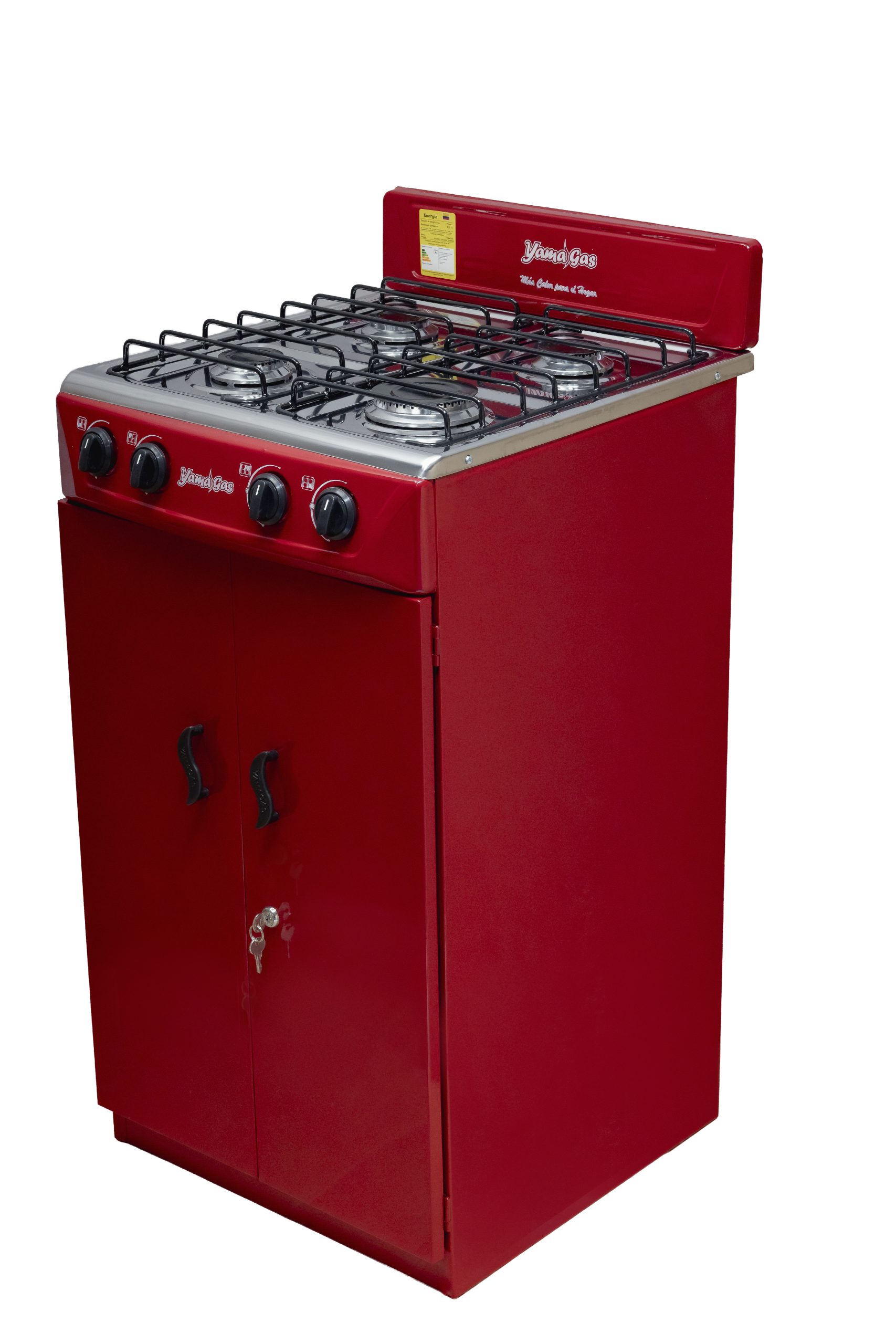 Cocina de gabinete 4 puestos en acero inoxidable – Rojo