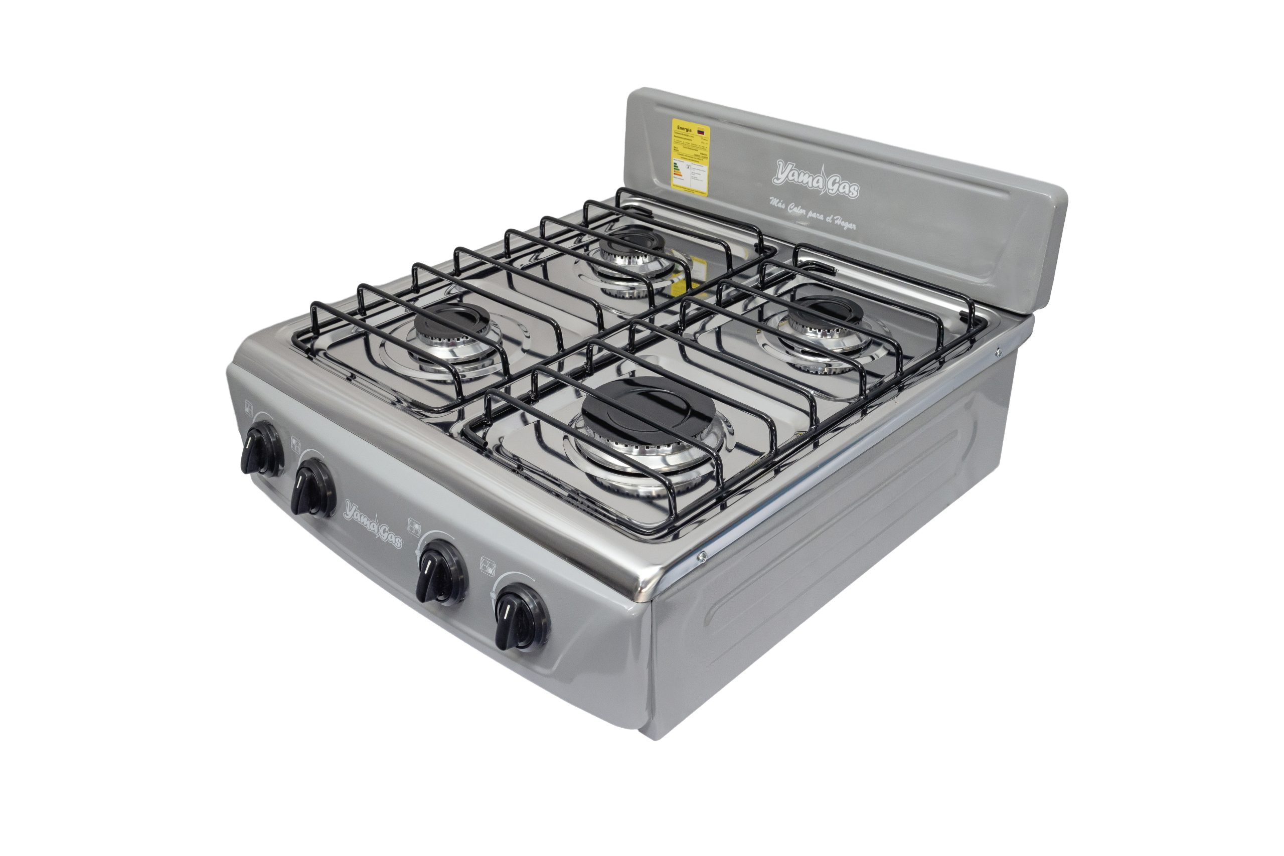 Cocina sobremesa de lujo 4 puestos - Frente curvo con quemador rápido – Gris