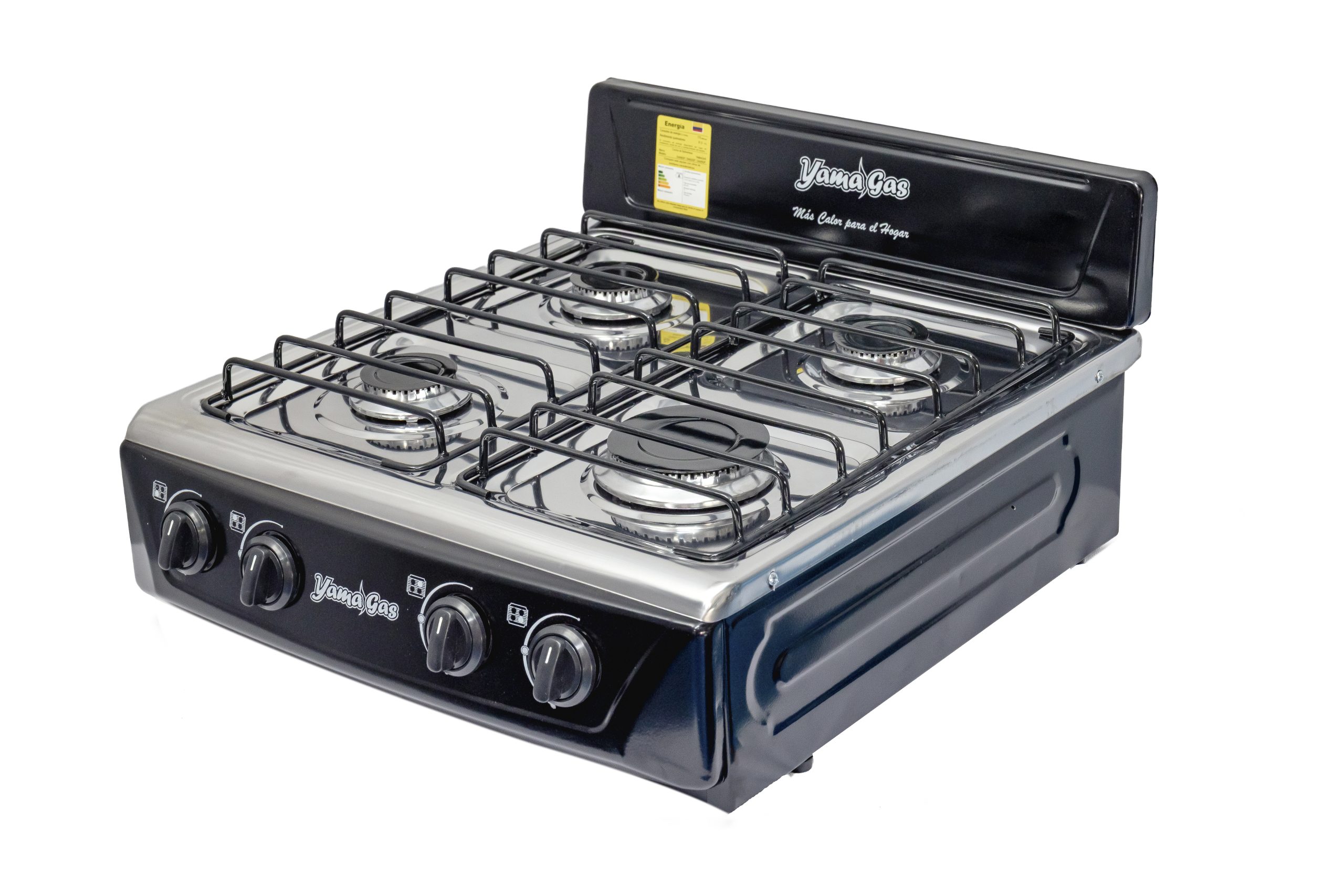 Cocina sobremesa de lujo 4 puestos - Frente curvo con quemador rápido – Negro